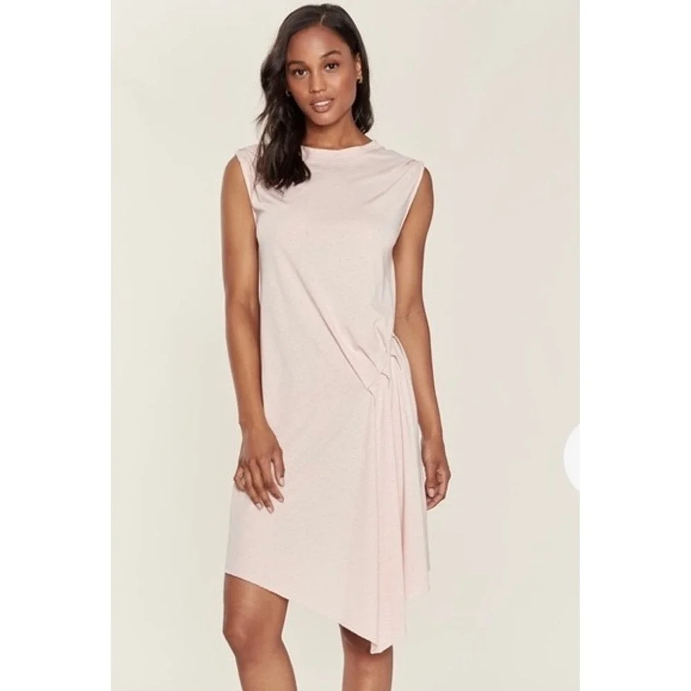All Saints Women Pink Duma Drape Sleeveless Asymmetric Crew Neck Dress XS